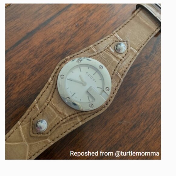 GUCCI Bandeau Watch 104 Alligator Band - Picture 12 of 13